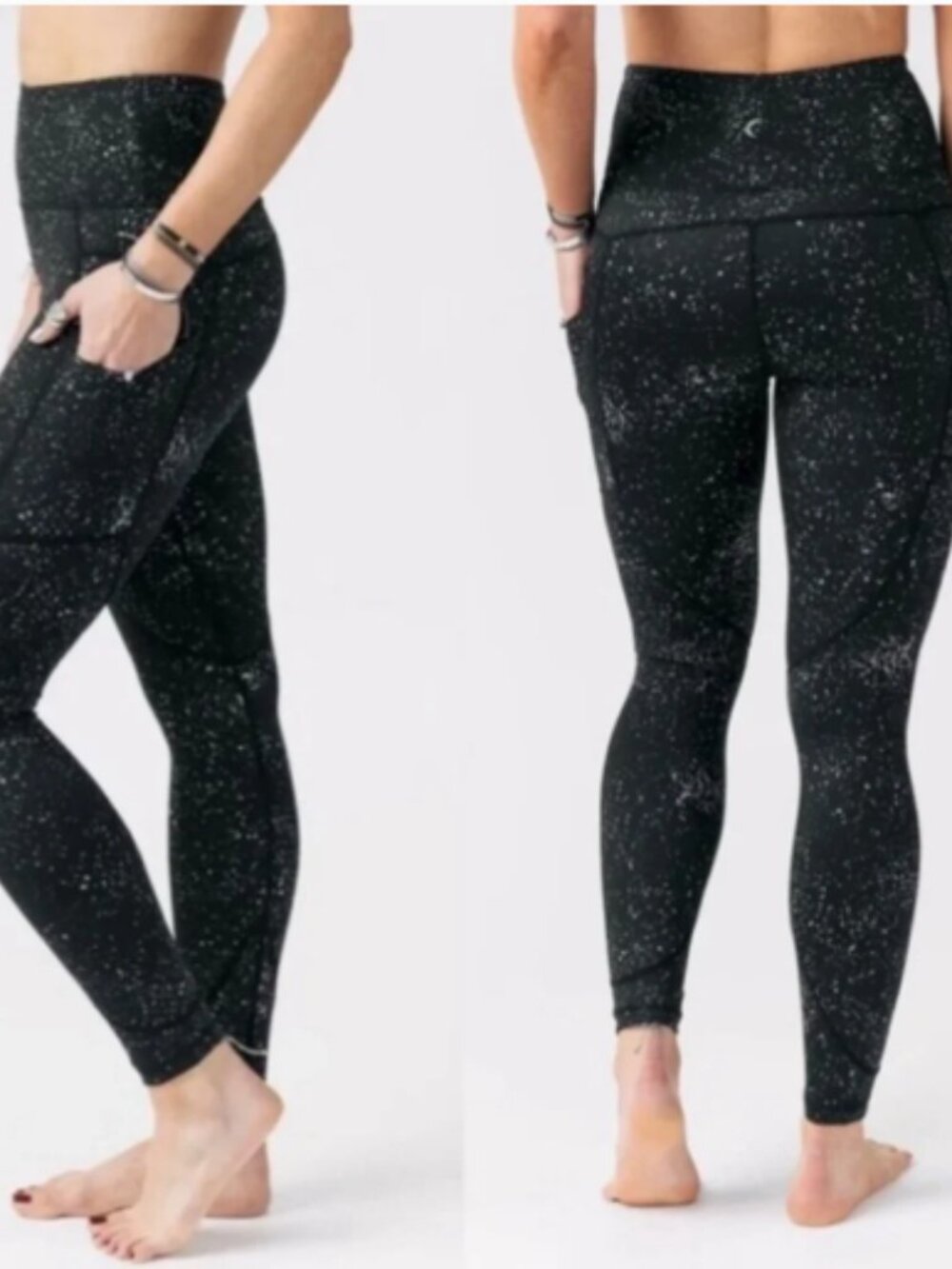 Zyia Black Reflective full length gym workout leggings size 4 compression pant